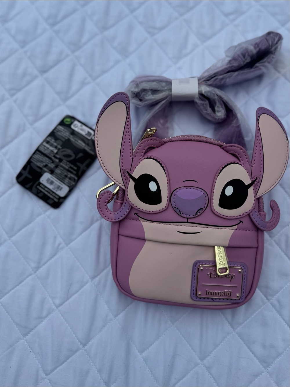 Loungefly Disney Angel Character Face Mini Crossbody Bag Purse Purple BNWT